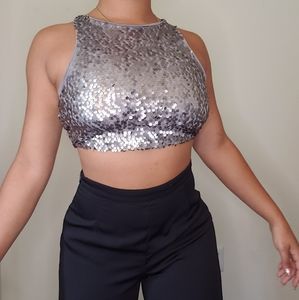 Silver Sequin crop top